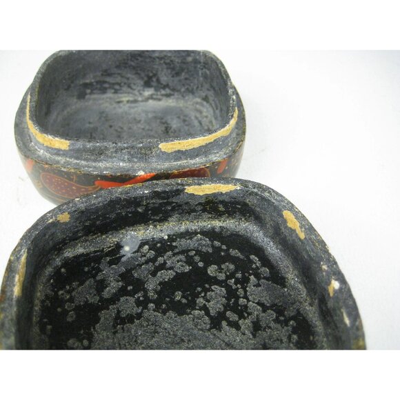 Vintage Kashmir Paper Mache Box Hand Painted Trinket Box Archer Horse - Picture 11 of 14